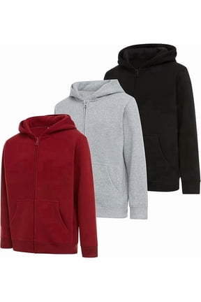 Boys 3 Pack Zip Up Hoodie Fleece For Boys, Athletic Kids Clothes, Size 4-20