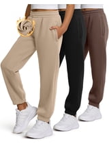 PC Girls Sweatpants 3 Pack, Fleece Joggers with Zipper Pockets, Kids Athletic Sweat Pants for Teens, Sizes 4-16