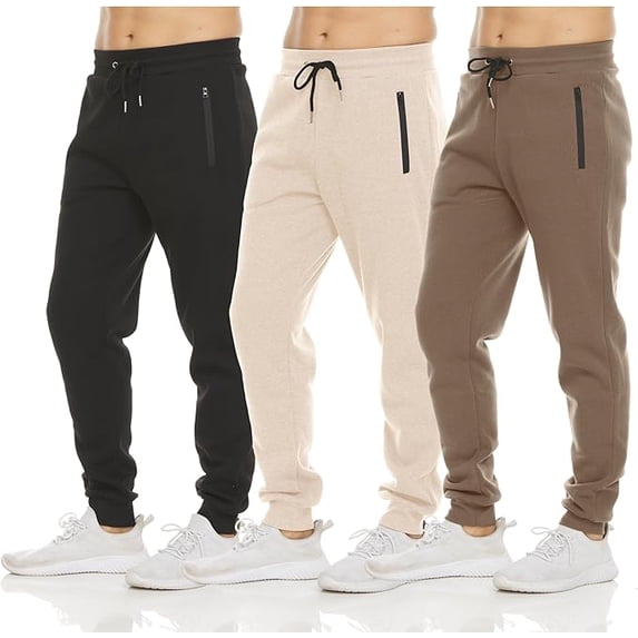 PURE CHAMP Men’s Sweatpants 3 Pack Fleece Jogger Pants with Zipper Pockets Drawstring S-3XL