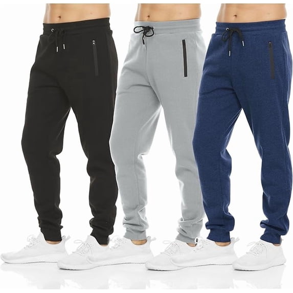 PURE CHAMP Men’s Sweatpants 3 Pack Fleece Jogger Pants with Zipper Pockets Drawstring S-3XL