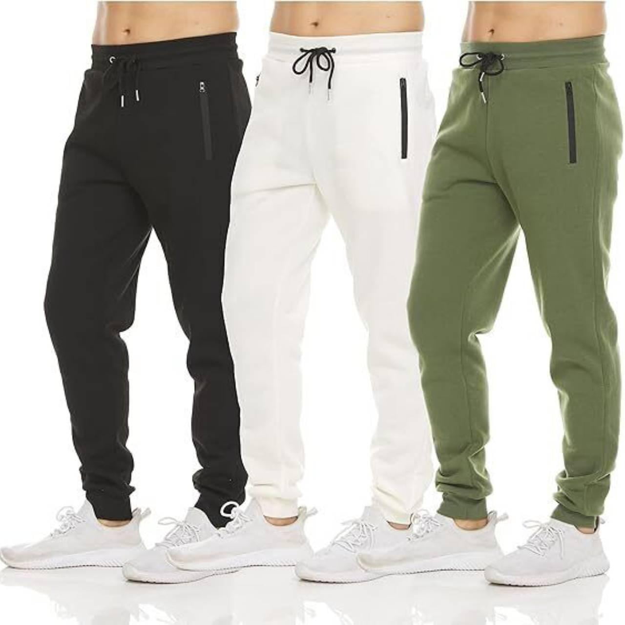 PURE CHAMP Mens 3 Pack Fleece Active Athletic Workout Jogger Sweatpants for Men with Zipper Pocket and Drawstring Size S-3XL