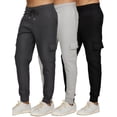 thumbnail image 1 of PURE CHAMP Mens 3 Pack Fleece Cargo Pants Active Athletic Mens Sweatpants Workout Jogger Drawstring Size S-3XL (SET1 Size 2X-Large), 1 of 5