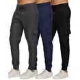 thumbnail image 1 of PURE CHAMP Mens 3 Pack Fleece Cargo Pants Active Athletic Mens Sweatpants Workout Jogger Drawstring Size S-3XL (SET2 Size Small), 1 of 5