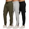 thumbnail image 1 of PURE CHAMP Mens 3 Pack Fleece Cargo Pants Active Athletic Mens Sweatpants Workout Jogger Drawstring Size S-3XL (SET3 Size 3X-Large), 1 of 5