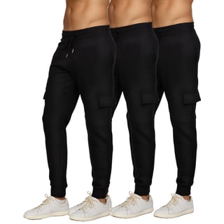 Pure Champ Mens 3 Pack Fleece Cargo Pants Active Athletic Mens Sweatpants Workout Jogger Drawstring Size S-3XL(SET4 Size Large)