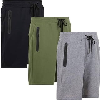 PURE CHAMP Mens 3 Pk French Terry Cotton Casual Gym Shorts for Men Athletic Workout Training Sweat Shorts with Zipper Pocket