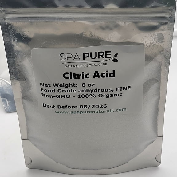PURE CITRIC ACID, Food Grade, Non-GMO, Organic, best for making bath bombs, wine, home brew or cleaner (8 oz)