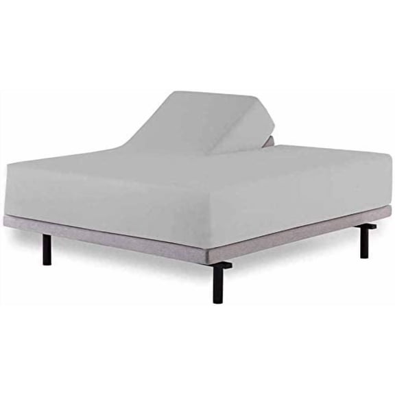 PURE DREAMS 1 PC Top Split Queen Fitted Sheet for Adjustable beds, 100% Cotton, 600 TC, 16" Deep Pocket, Split Down 39 inches from the Top-Light Gray Solid