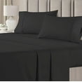 thumbnail image 1 of PURE DREAMS BEDDING-Hotel Luxury Sheet Set 4 Piece-100% Egyptian Cotton, 300 TC, Fits up to 12" Deep Pocket-Black Solid, Twin Size, 1 of 6