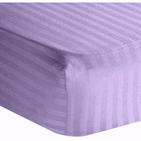 PURE DREAMS-Hospital Sheet Set 2 PC-100% Cotton, 600 TC, 10" Deep Pocket Fitted Sheet for Hospital Beds & 2 Pillow Cases-Lavender Stripe, Full-XL Size (54"x 80")