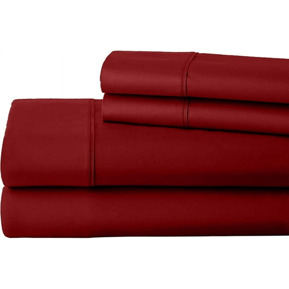 PURE DREAMS-Luxurious Split Cal-King Size Sheet Set 5 Piece-100% Egyptian Cotton, 400 TC, 30" Deep Pocket for Adjustable Beds-Burgundy Solid