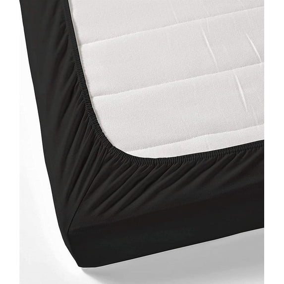 PURE DREAMS Queen Size Fitted Sheet Set 3 Piece-100% Egyptian Cotton, 1000 TC, Fits up to 18" Deep Pocket, Ultra Soft Mattresses & Bed Covers-Black Solid