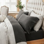PURE ERA 100% Cotton Jersey Knit 4pc Bed Sheet Set Extra Deep Pocket up to 20" Charcoal Gray Queen
