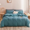 PURE ERA 100 Cotton Jersey Knit Duvet Cover Set Twin with Zipper Closure(Solid Teal Green