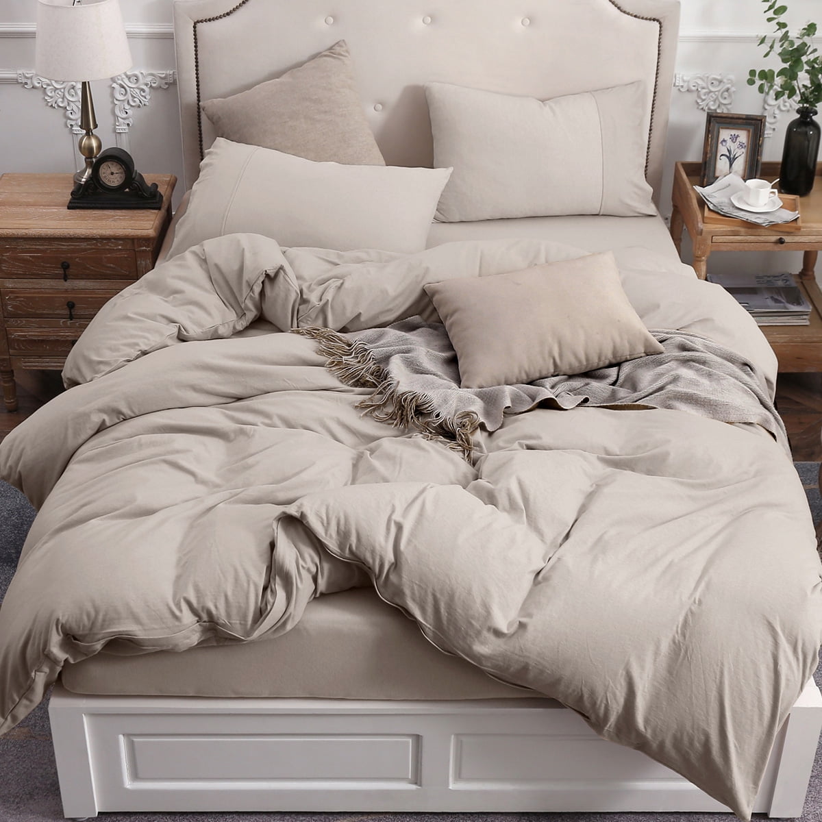 PURE ERA 100 Cotton Jersey Knit King Size Duvet Cover Set Super Soft