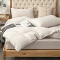 thumbnail image 1 of PURE ERA 100% Ultra Soft Jersey Knit Duvet Cover 3Piece Set BreathableT-Shirt Cotton California King Beige Stripe, 1 of 5