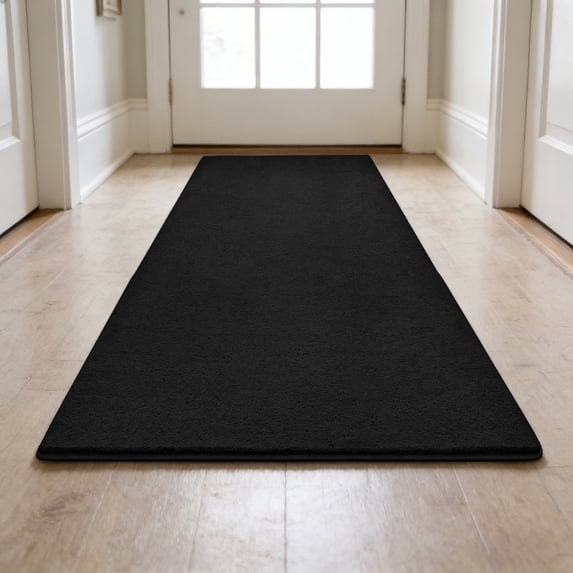 PURE ERA 2'x6' Runner Rug Hallway Plush Soft Rug Mat Self Adhesive Backing Reusable 24 in.x72 in.Black