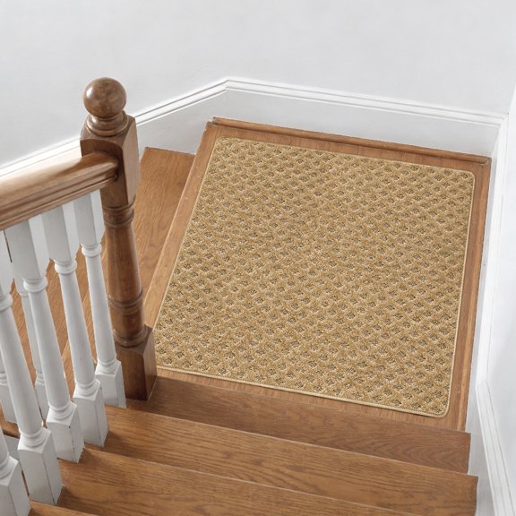 PURE ERA 30x30 Inch Stair Landing Mat Rug Geometric Square Carpet Area Rug Corner Rug Skid Resistant Khaki Mini Diamond Trellis
