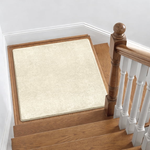PURE ERA 30x30 Inch Stair Landing Mat Rug Plush Square Carpet Area Rug Corner Rug Beige