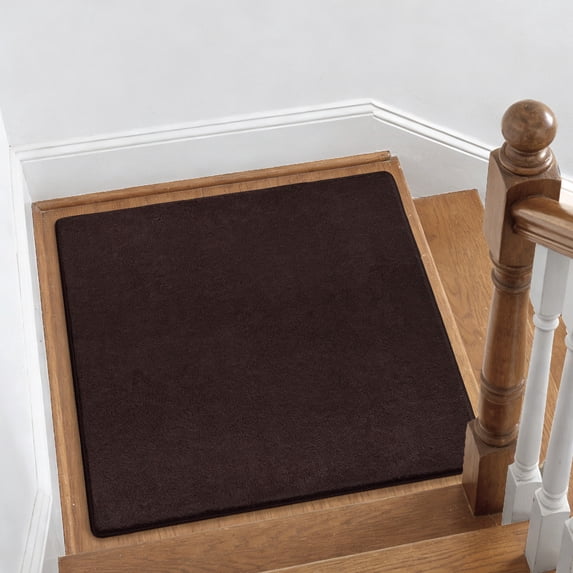 PURE ERA 30x30 Inch Stair Landing Mat Rug Plush Square Carpet Area Rug Corner Rug Deep Brown