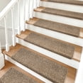 thumbnail image 1 of Pure Era Bullnose Carpet Stair Treads Protector Cover 9" x 30" Indoor Non Slip Self Adhensive (Set of 14,Camel Brown), 1 of 9