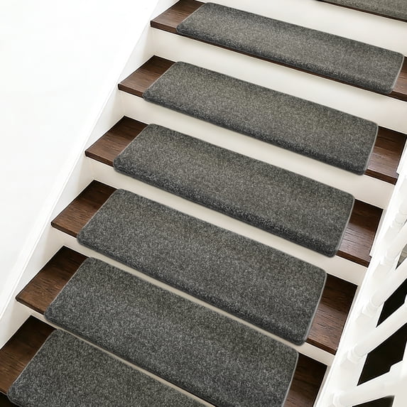 Pure Era Bullnose Carpet Stair Treads Protector Cover 9" x 30" Indoor Non Slip Self Adhensive (Set of 14,Dark Gray)