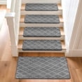 thumbnail image 1 of PURE ERA Bullnose Carpet Stair Treads Cover with Matching Landing Mat Rug for Wooden Steps Tape Free Non-Slip (Gray Diamond Trellis), 1 of 10