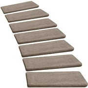 PURE ERA Bullnose Carpet Stair Treads Indoor Skid Resistant Tape Free Soft Brown 9.5" x 30"x1.2" Set of 7