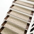 thumbnail image 1 of Pure Era Bullnose Carpet Stair Treads Cover 9" x 30" Classic Pattern Rug Indoor Non Slip Self Adhensive (Set of 14 Pieces,Cream Gray Diamond Trellis), 1 of 11