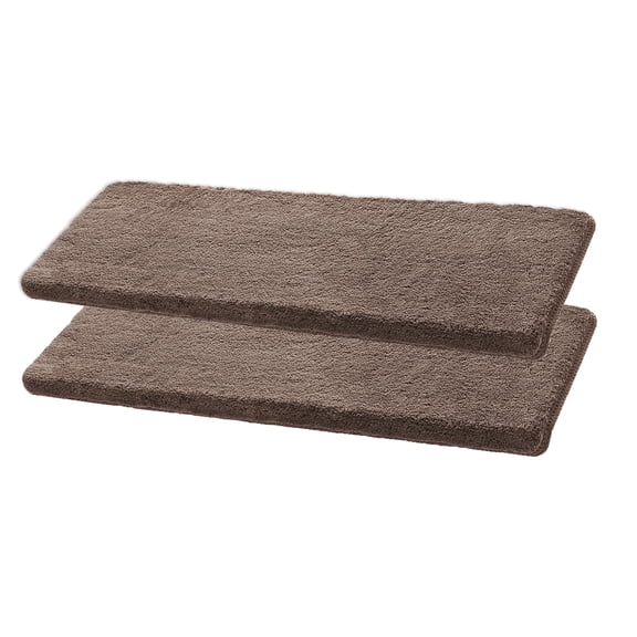 PURE ERA Bullnose Carpet Stair Treads Self Adhesive Ultra Plush Soft 9.5" x 30"x1.2"(set of 2, Brown)