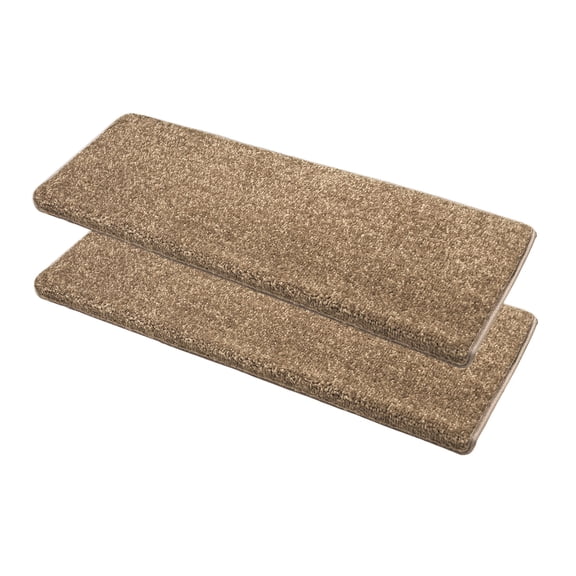 PURE ERA Bullnose Carpet Stair Treads Indoor Stair Protectors Rugs Covers Brown 9.5" x 30"x1.2",Set of 2