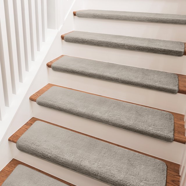 PURE ERA Bullnose Plush Carpet Stair Tread Set of 14 Ultra Soft NonSlip Self Adhesive Skid