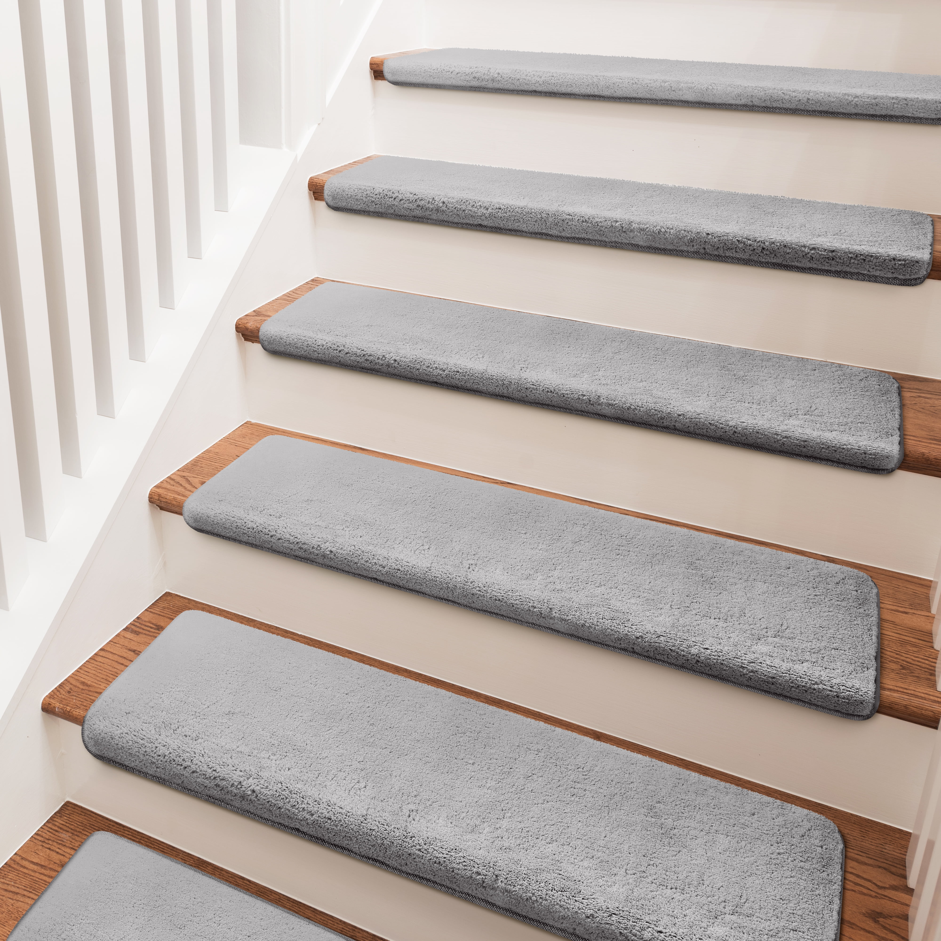 Gray Ultra Plush Non-Slip Carpet Stair Treads Set of 7