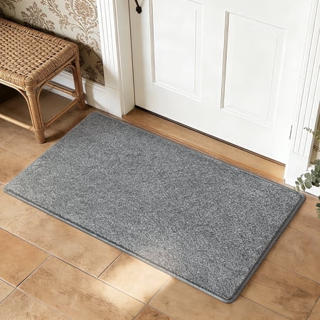 PURE ERA 2' x 3' Stair Tread Landing Mat Indoor Carpet Doormat Floor Mat Area Rug Self-adhensive Non-slip Back (Gray,24 in.x36 in.)