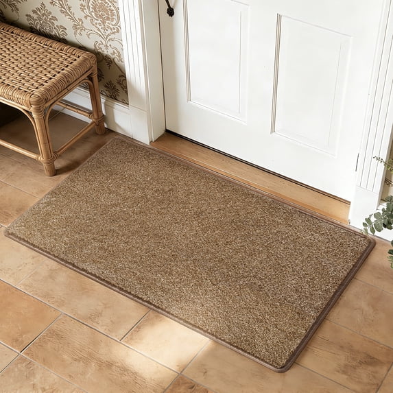 PURE ERA Carpet Stair Tread Landing Mat Indoor Doormat Floor Mat for Kitchen Dining Room Washable Camel Brown 2' X 3'