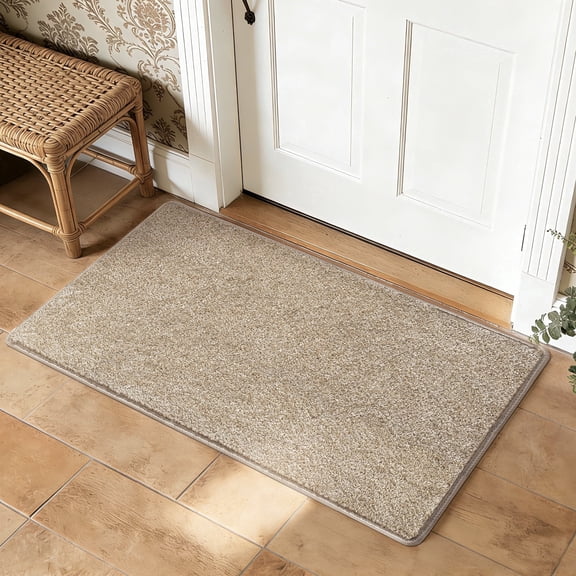 PURE ERA 2' x 3' Stair Tread Landing Mat Indoor Carpet Doormat Floor Mat Area Rug Self-adhensive Non-slip Back (Cream Gray,24 in.x36 in.)