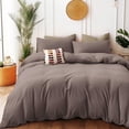 thumbnail image 1 of PURE ERA Duvet Cover Set Jersey Cotton T-Shirt Cotton Ultra Soft 3Piece Bedding Set 2pc Pillowcases (King, Brown), 1 of 5