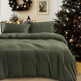 thumbnail image 1 of PURE ERA Duvet Cover Set Twin Size Jersey Cotton Ultra Soft T-shirt Cotton 1pc Pillow sham,Olive Green, 1 of 6
