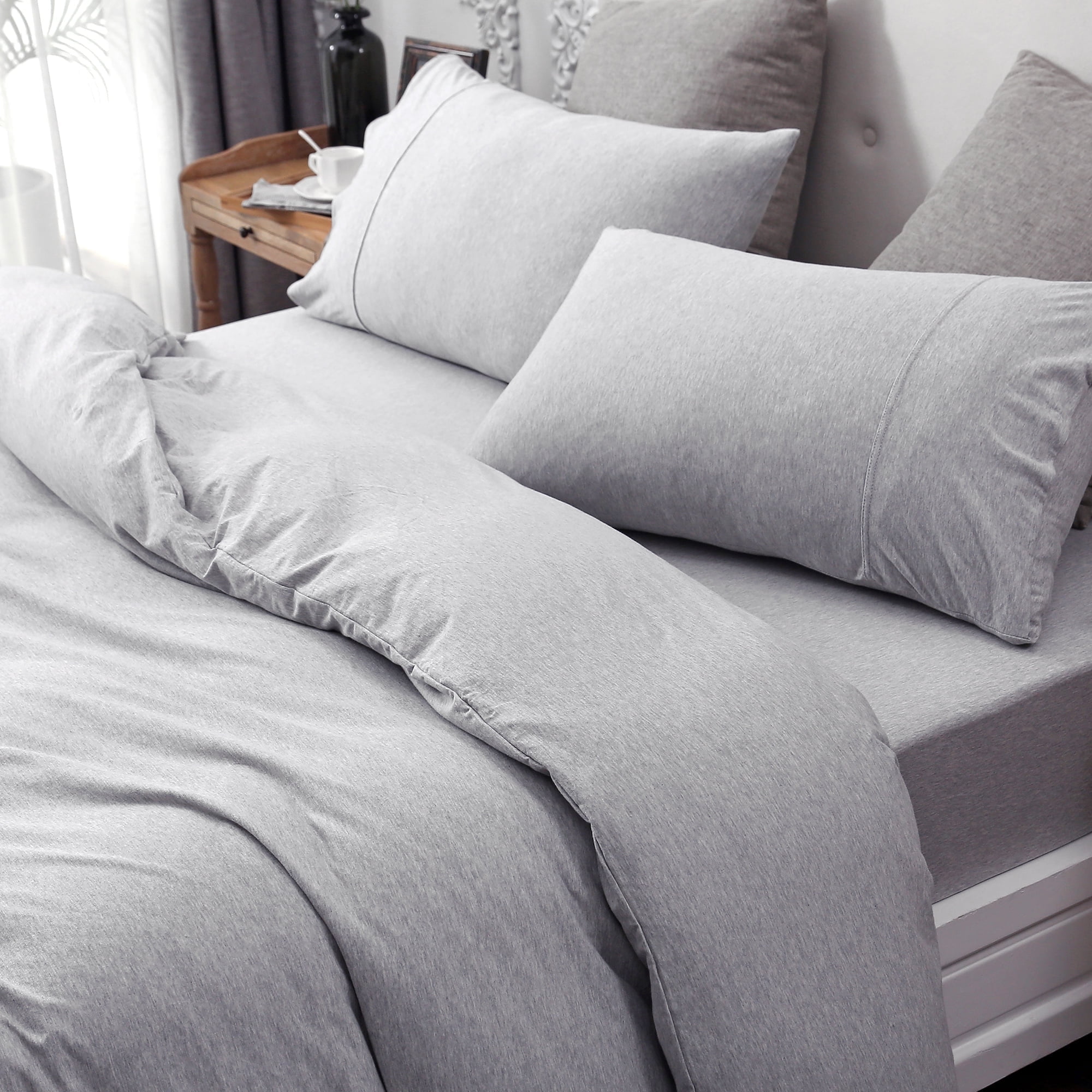 PURE ERA Jersey Knit Duvet Cover Set 100% T-Shirt Cotton Super Soft Comfy 3 : PURE ERA Jersey Knit Duvet Cover Set 100% T-Shirt