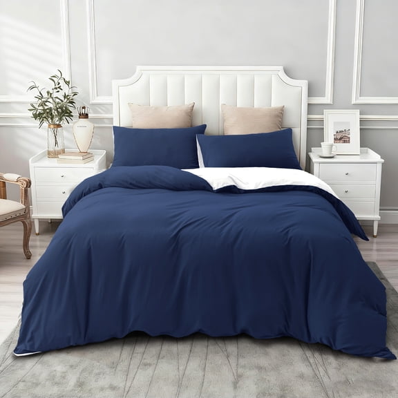 PURE ERA Duvet Cover Set - Ultra Soft Jersey Knit Cotton Reversible Bedding Light Sky Blue White King Size