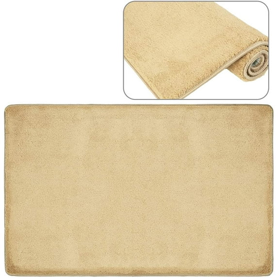PURE ERA Hotel Style Cotton Blend Solid Bath Rug Khaki 2' X 3'