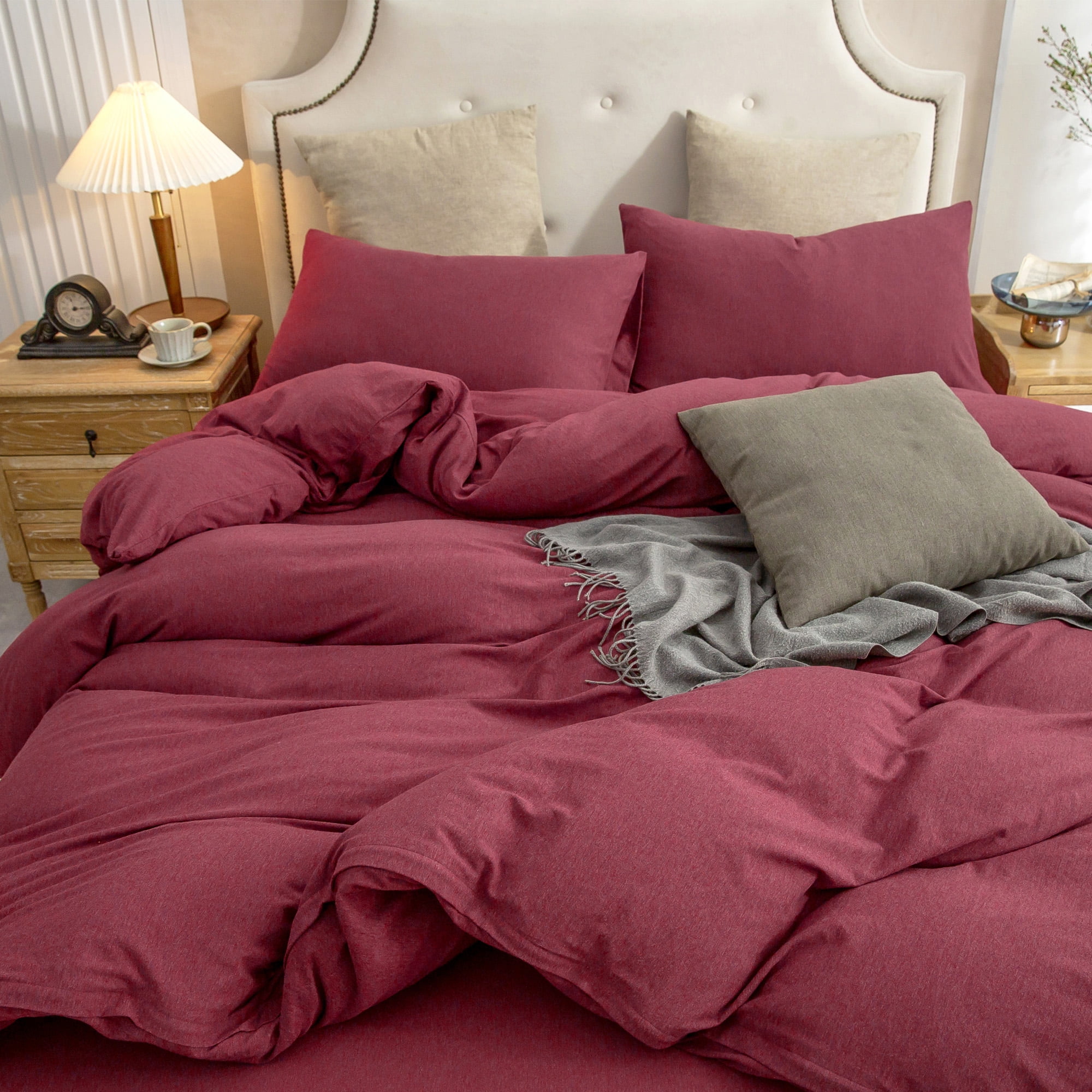 PURE ERA Jersey Knit 100 Cotton Duvet Cover Set Queen Size Ultra
