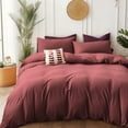 thumbnail image 1 of PURE ERA 3pc Duvet Cover Set-Jersey Cotton 100% T-Shirt Cotton-Ultra Soft Breathable -Queen Size,Red, 1 of 5