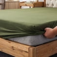 thumbnail image 1 of PURE ERA Jersey Knit Cotton Fitted Bottom Sheet ONLY Deep Pocket Up to 15" to 20" Ultra Soft Comfy Breathable Olive Green King, 1 of 7