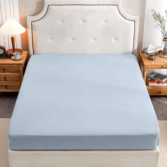 PURE ERA Jersey Knit Cotton Fitted Bottom Sheet ONLY (No Flat Sheet or Pillow Cases) Deep Pocket