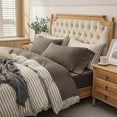 thumbnail image 1 of PURE ERA Jersey Knit Sheets Set 4Piece 20" Deep Pocket Fitted Sheet Soft 100% T-shirt Cotton (King, Solid Brown), 1 of 5