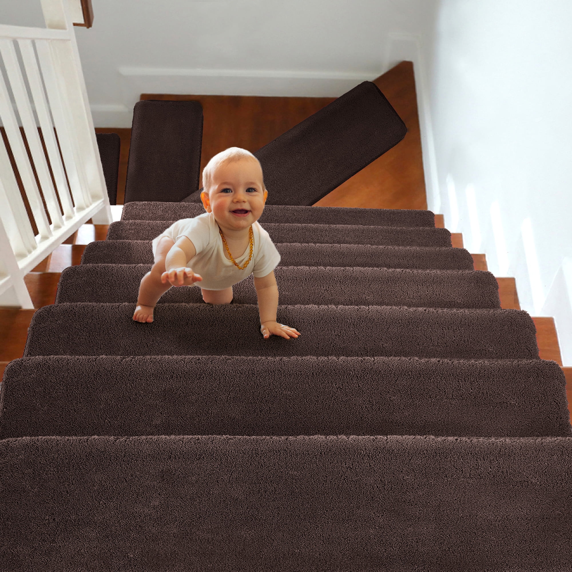 carpet continues on landing on a winder staircase  Stair runner carpet,  Stair carpet protector, Carpet stairs