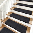 thumbnail image 1 of PURE ERA Non Slip Self Adhesive Bullnose Carpet Stair Treads Set of 16 Pet Friendly Indoor Stair Rugs Covers Mats Skid Resistant Tape Free Soft Black 9.5" x 30"x1.2", 1 of 9