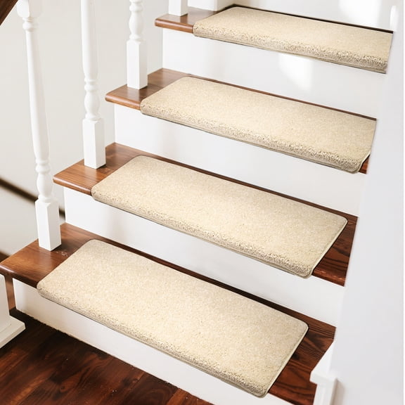 PURE ERA Non Slip Carpet Stair Treads Self Adhesive Rugs Covers Mats Soft Washable(Set of 7,Beige,9.5" x 30"x1.2")