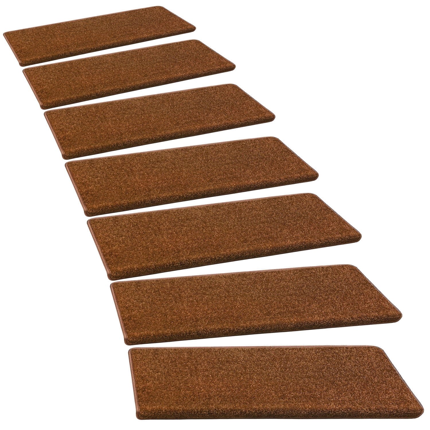 Brown Non-Slip Bullnose Carpet Stair Treads Set of 14